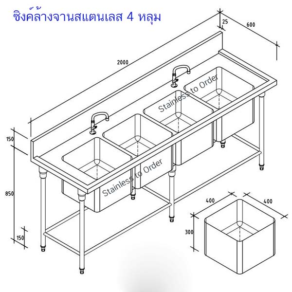 ซิงค์ล้างจานสแตนเลส 4 หลุม ราคา